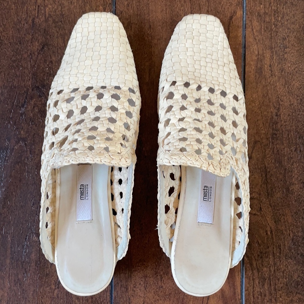 Miista - Ida Off White Woven Leather Mules